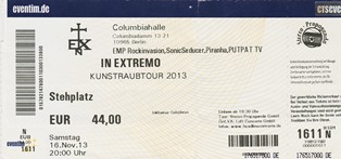 In Extremo Berlin 2013 Eintrittskarte